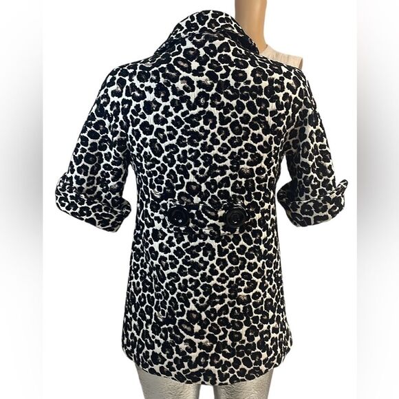 Women's Forever 21 Jacket Leopard Animal Print Textured 3/4 Sleeve, size S - Picture 2 of 4